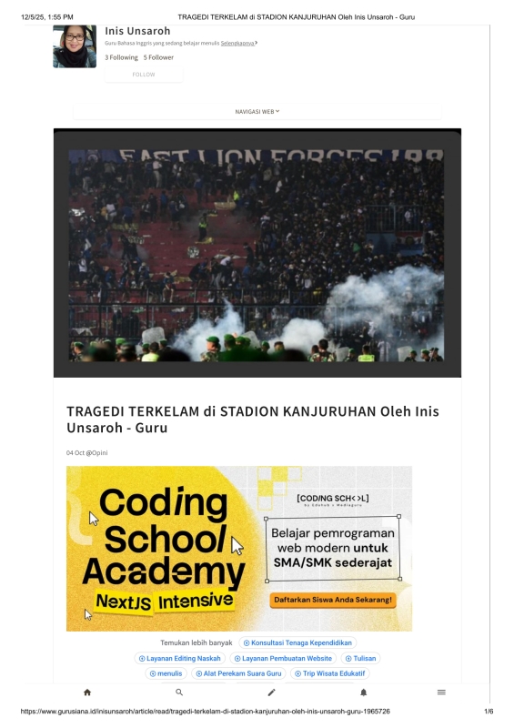 Tragedi Terkelam di Stadion Kanjuruhan